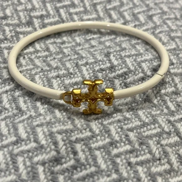 Tory Burch Gold Logo Cream Bracelet - Picture 3 of 5